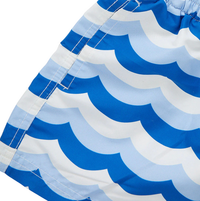 Boys Swim Trunk - Blue Ocean Waves by Pink Chicken FINAL SALE