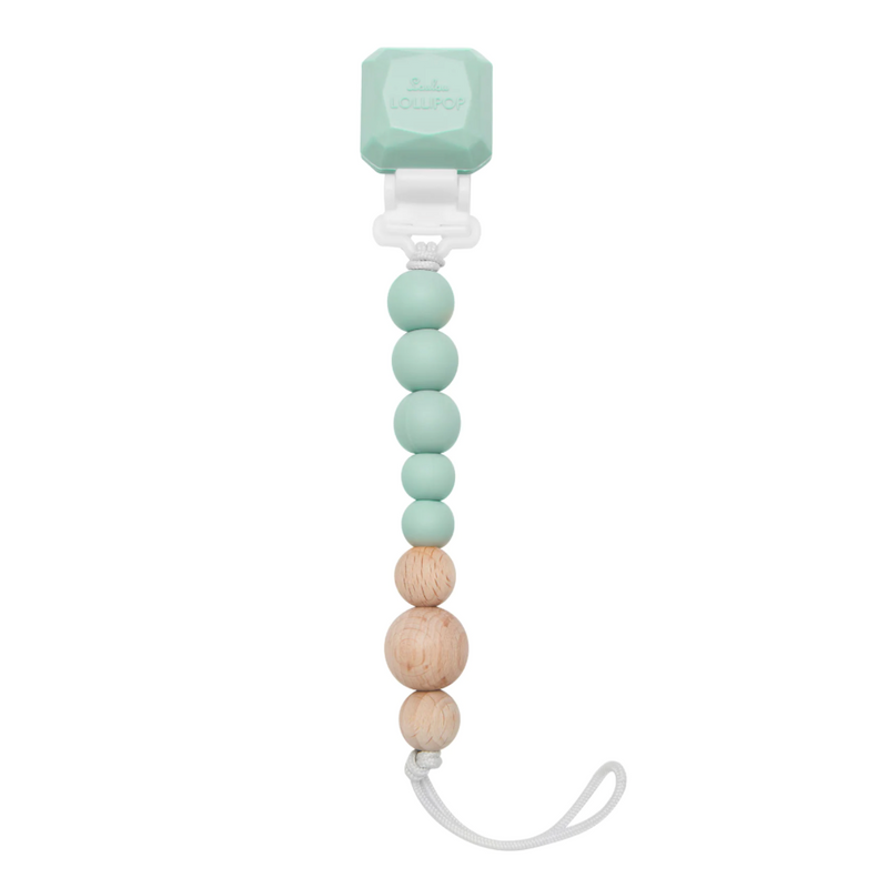 Color Pop Silicone + Wood Pacifier Clip - Mint by Loulou Lollipop