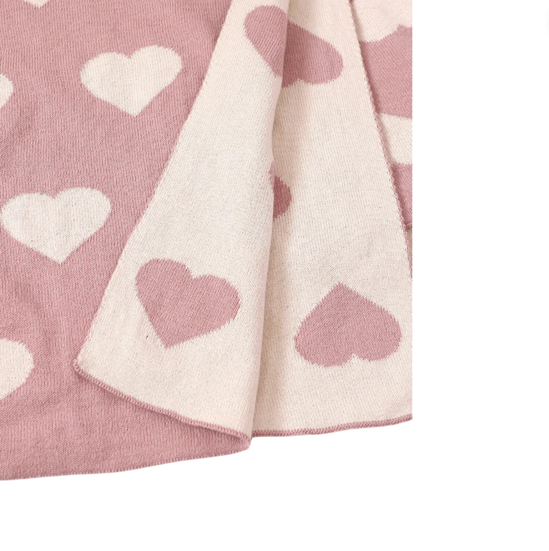 Organic Reversible Jacquard Sweater Knit Blanket - Hearts by Viverano Organics