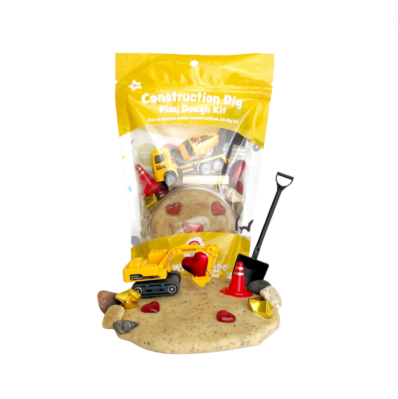 Valentines "I Dig You" Construction Sensory Play Dough Kit by Earth Grown KidDoughs