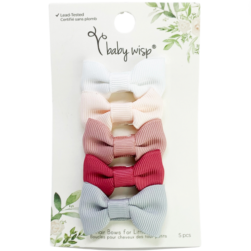 Charlotte Bows on Snap Clips Set of 5 - Wedding Bliss by Baby Wisp