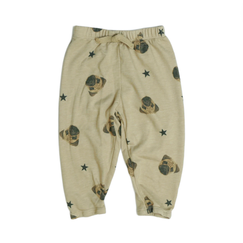 Athletic Sweatpants - Beige Pugs by Cozii FINAL SALE