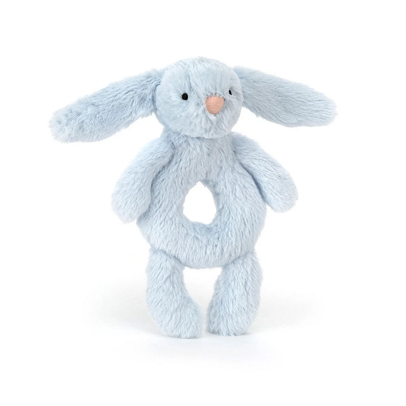 Bashful Blue Bunny Ring Rattle - 8 Inch by Jellycat