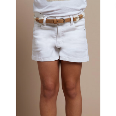 Better Cotton Belted Shorts - White by Mayoral - FINAL SALE