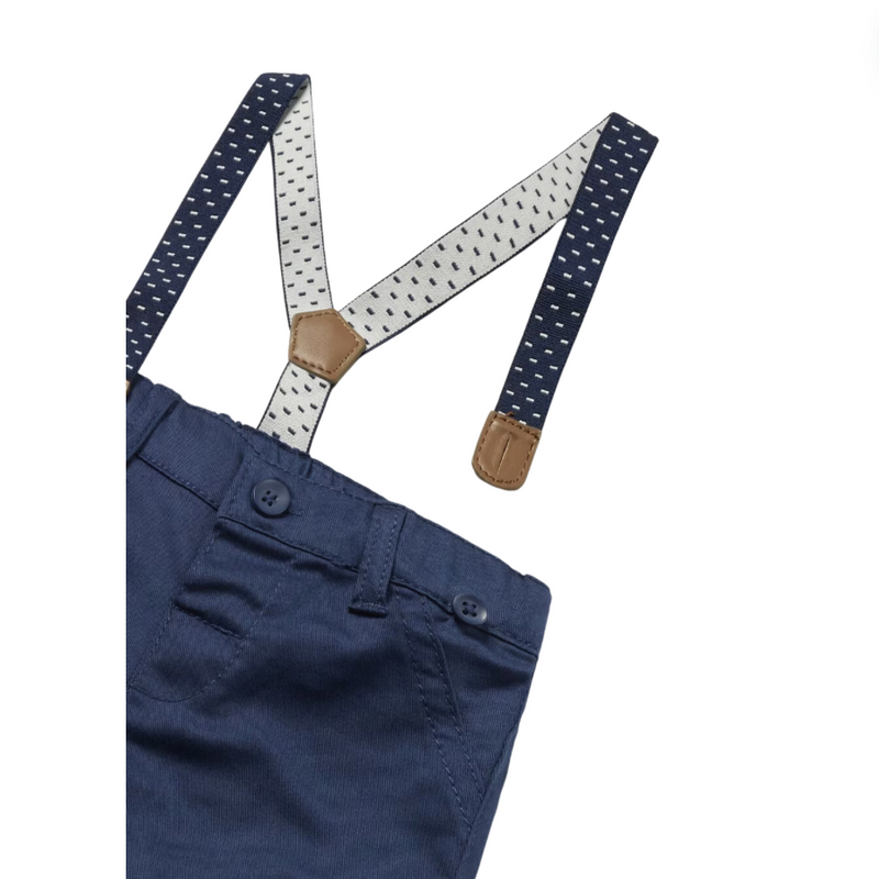 Better Cotton Pants with Suspenders - Navy by Mayoral - FINAL SALE