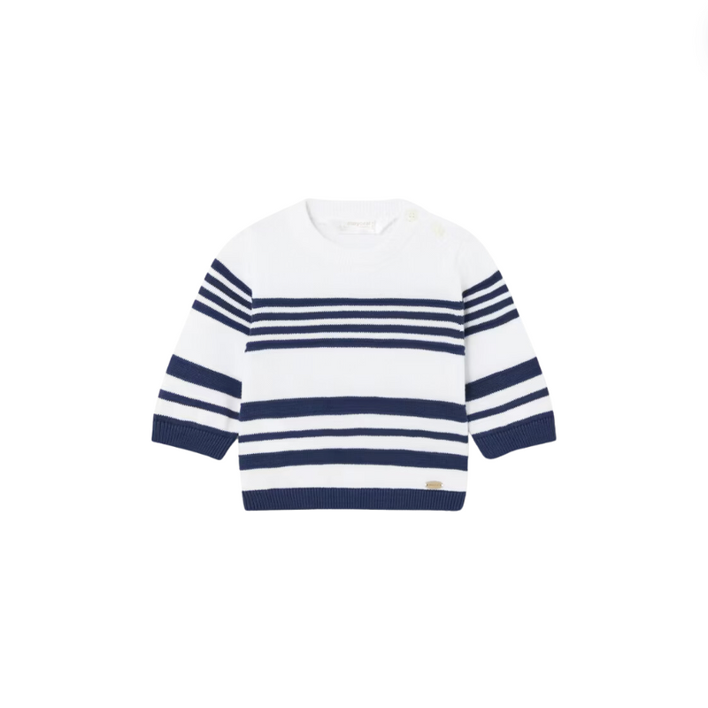 Better Cotton Knit Sweater - White/Naval by Mayoral - FINAL SALE