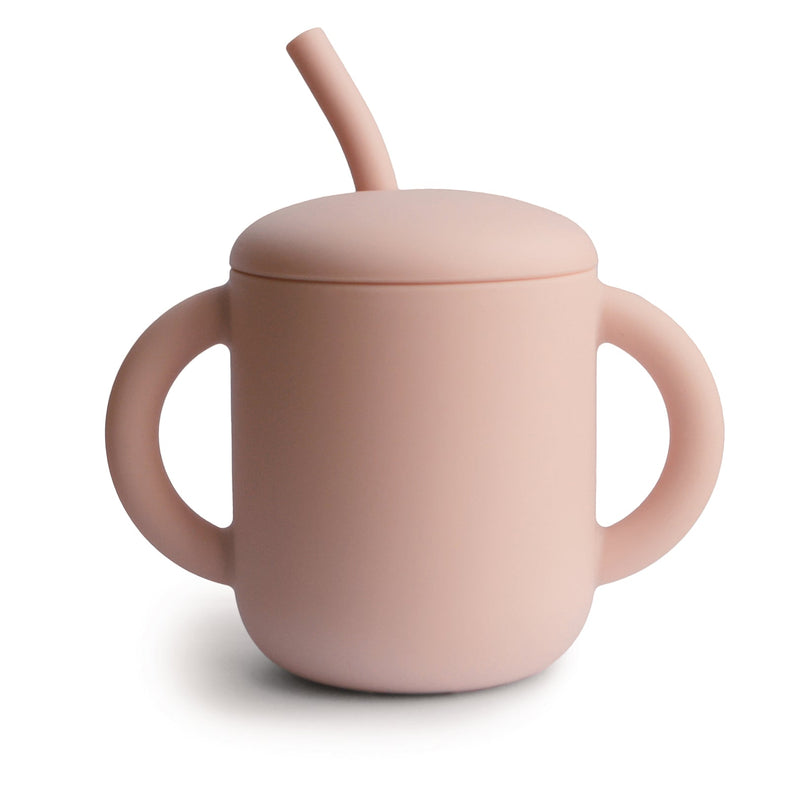 Silicone Training Cup + Straw - Blush by Mushie & Co