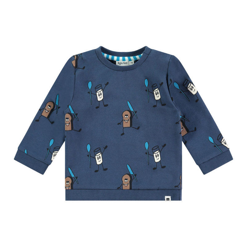 Baby Sweatshirt - Blue Breakfast Print by Babyface