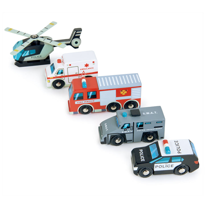 Emergency Vehicle Wooden Toy Set by Tender Leaf Toys