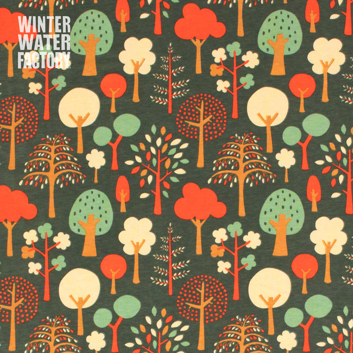 Long-Sleeve Tee - Trees Dark Green by Winter Water Factory