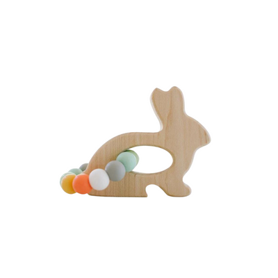 Bunny Grasping Wooden Toy with Silicone Beads by Bannor Toys