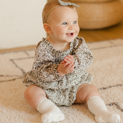 Eden Romper - Green Garden - Ivory by Quincy Mae