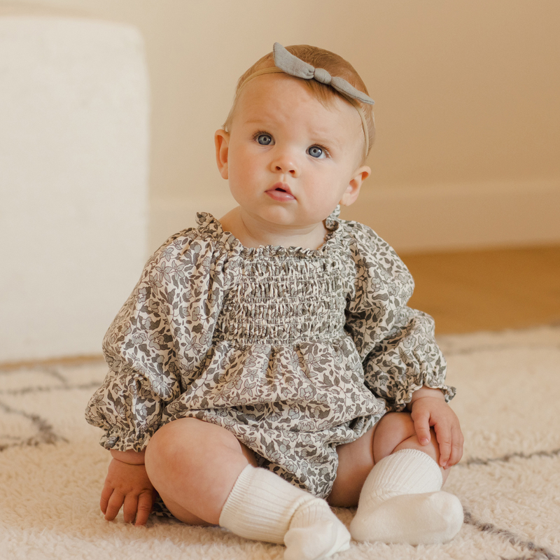 Eden Romper - Green Garden - Ivory by Quincy Mae