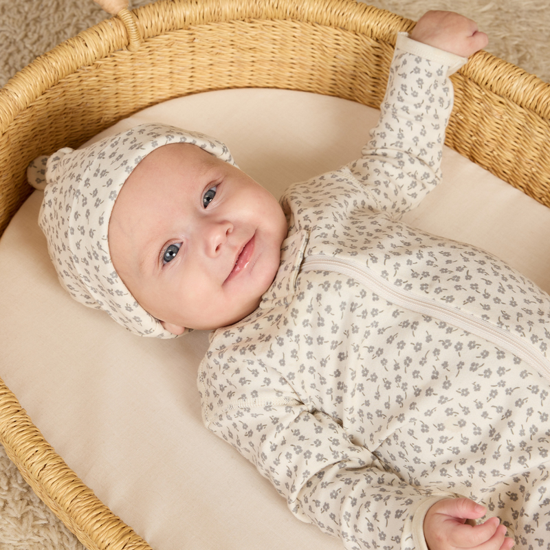 Knotted Baby Hat - Scatter - Ivory by Quincy Mae