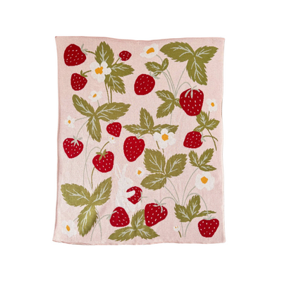 Organic Cotton Blanket - Bunny Strawberry by The Blueberry Hill