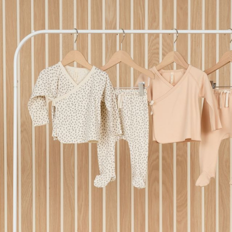 Wrap Top + Footed Pant Set - Shell by Quincy Mae