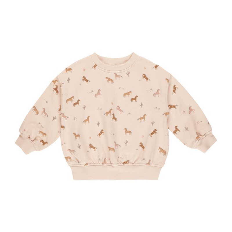 Relaxed Sweatshirt Horses - Natural by Rylee + Cru