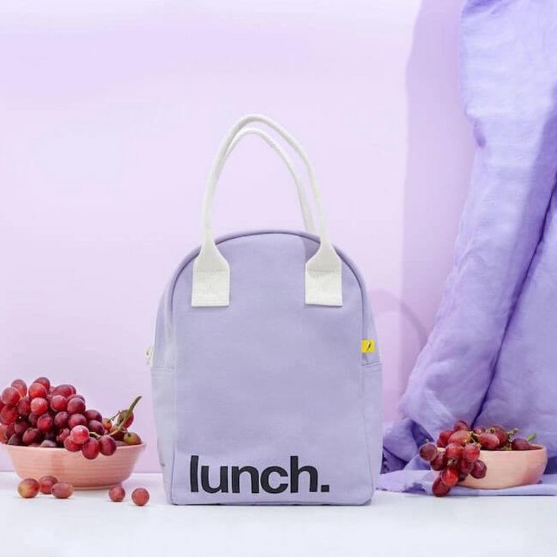 Zipper Lunch Bag - ‘Lunch’ in Lavender by Fluf