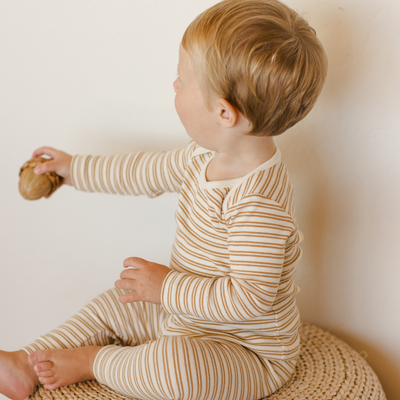 Ribbed Baby Jumpsuit - Golden Stripe by Quincy Mae