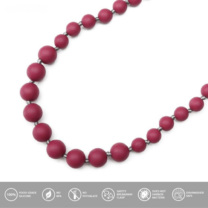 Audrey Teething Necklace - Maroon by Goobie Baby