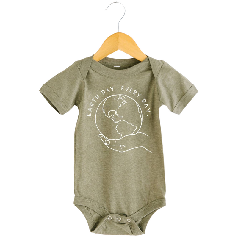 Earth Day Every Day Onesie - Heather Olive by Nature Supply Co. FINAL SALE