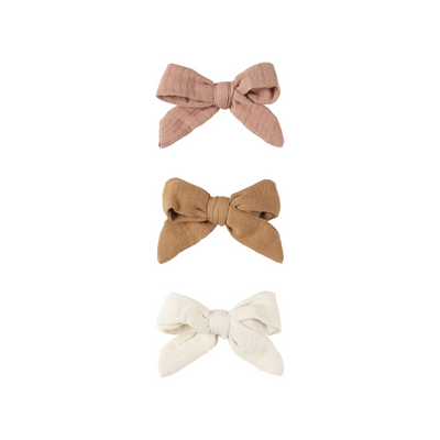 Bow with Clip, Set of 3 - Rose, Natural, Golden by Quincy Mae