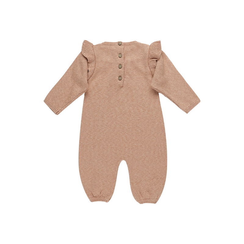 Long Sleeve Mira Knit Romper - Heathered Rose by Quincy Mae