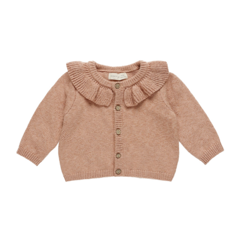 Ruffle Collar Cardigan - Rose by Quincy Mae