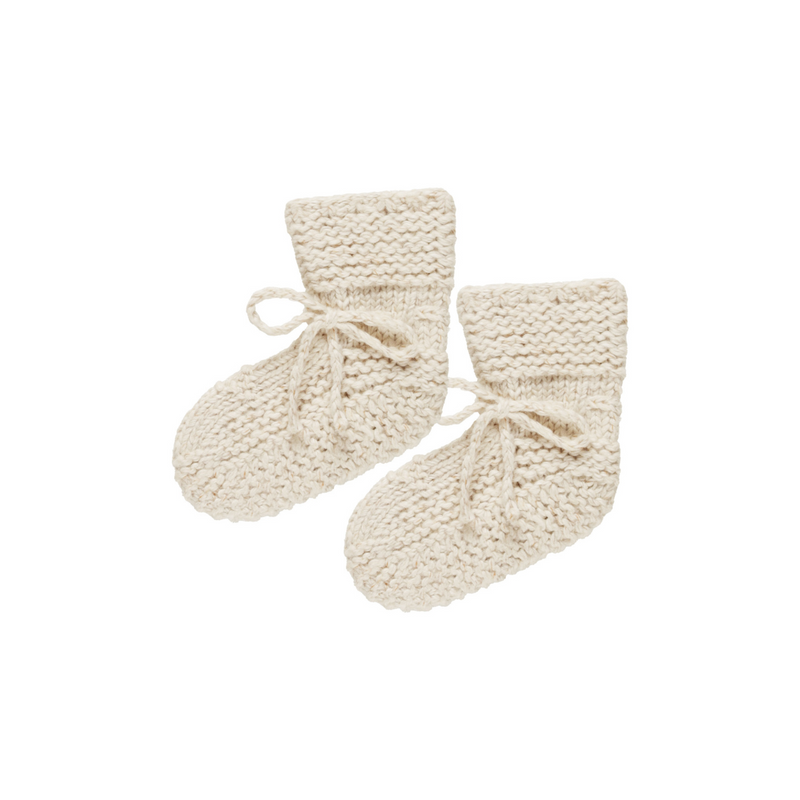 Knit Booties - Speckled Natural by Quincy Mae