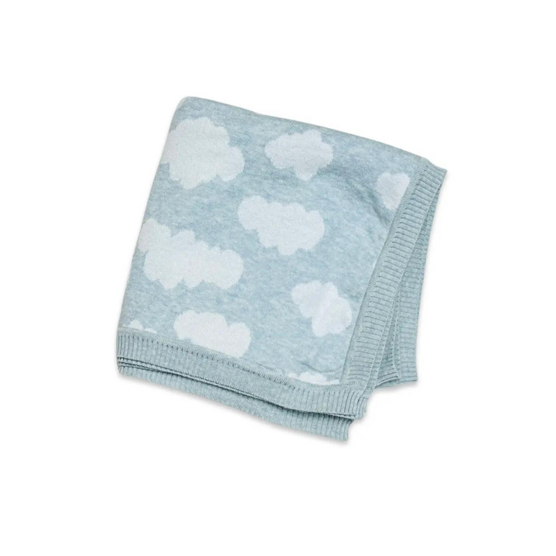 Organic Cotton Jacquard Sweater Knit Baby Blanket - Cloud by Viverano Organics