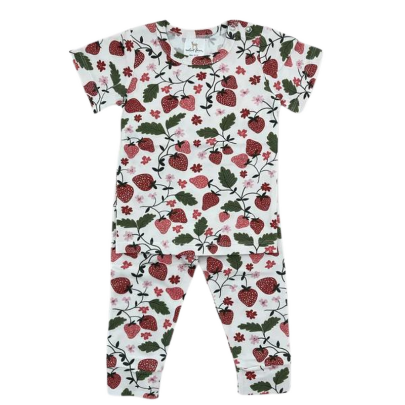 Modal Short Sleeve Pajama Set - Strawberry Sugar by Velvet Fawn - FINAL SALE