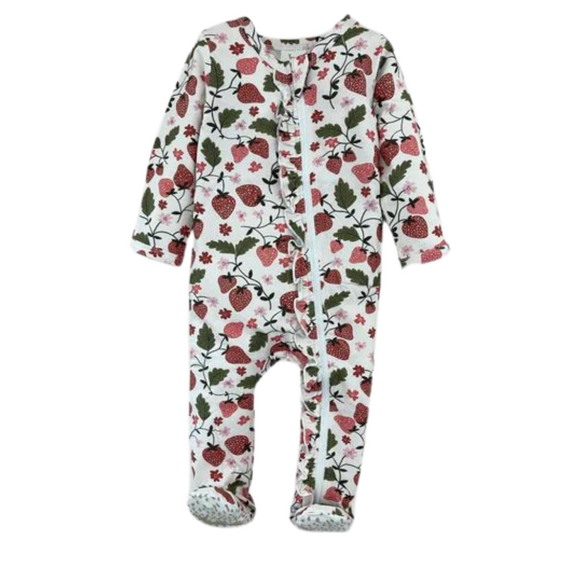 Modal Zipper Ruffle Pajama - Strawberry Sugar by Velvet Fawn - FINAL SALE