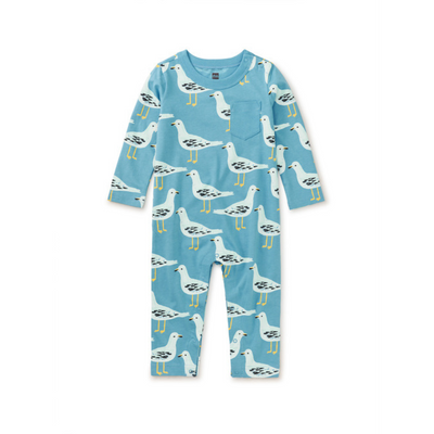 Long Sleeve Pocket Baby Romper - Squabble of Seagulls by Tea Collection