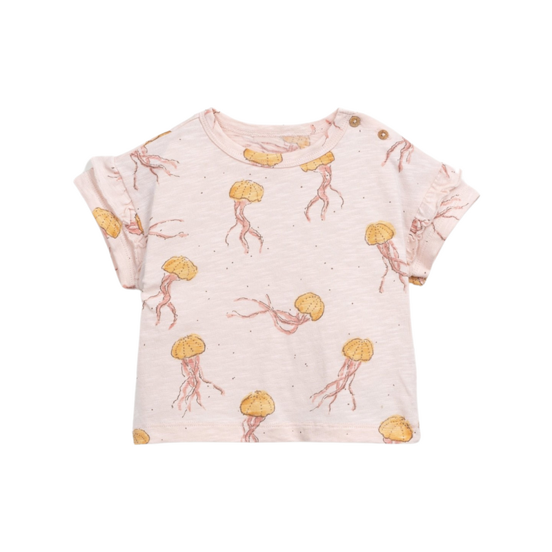 Jellyfish Print Ruffle T-Shirt - Pink by Play Up - FINAL SALE