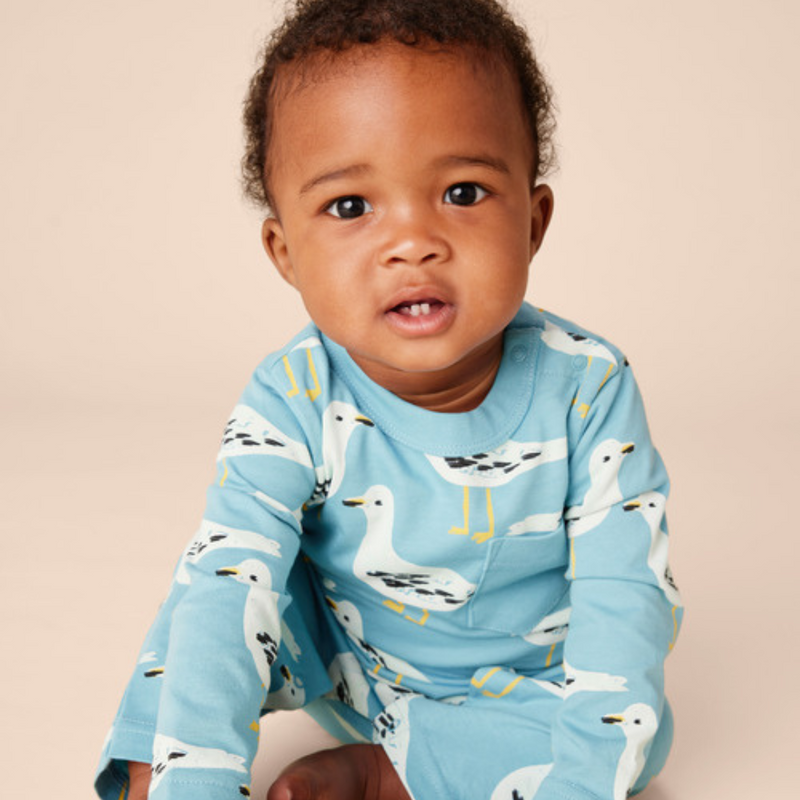 Long Sleeve Pocket Baby Romper - Squabble of Seagulls by Tea Collection