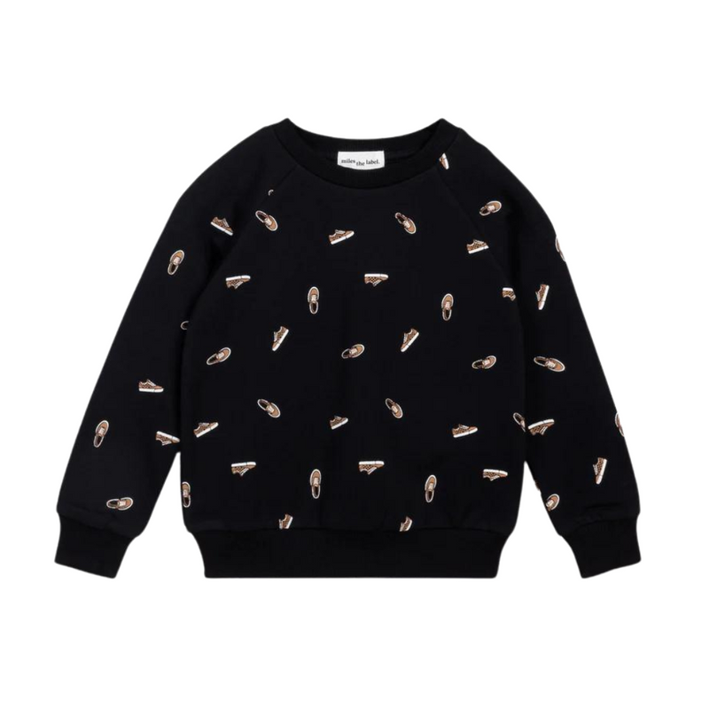 Terry Sweatshirt - Sneakers Print on Black by miles the label.