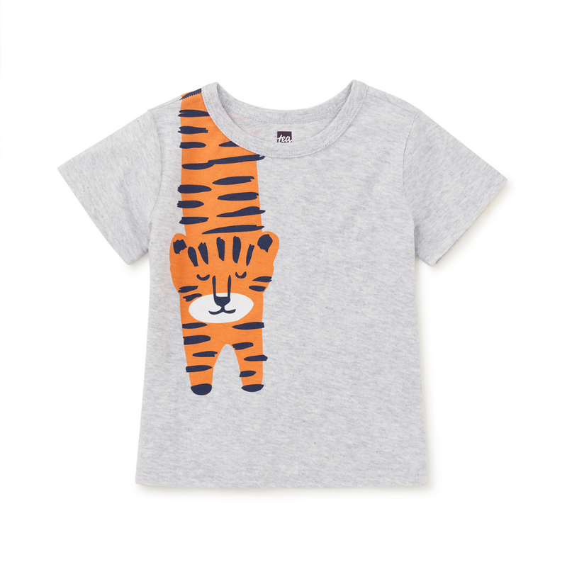 Tiger Turn Baby Graphic Tee - Light Grey Heather by Tea Collection FINAL SALE