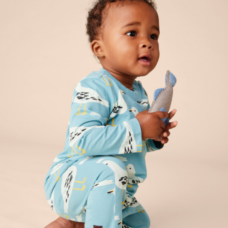 Long Sleeve Pocket Baby Romper - Squabble of Seagulls by Tea Collection