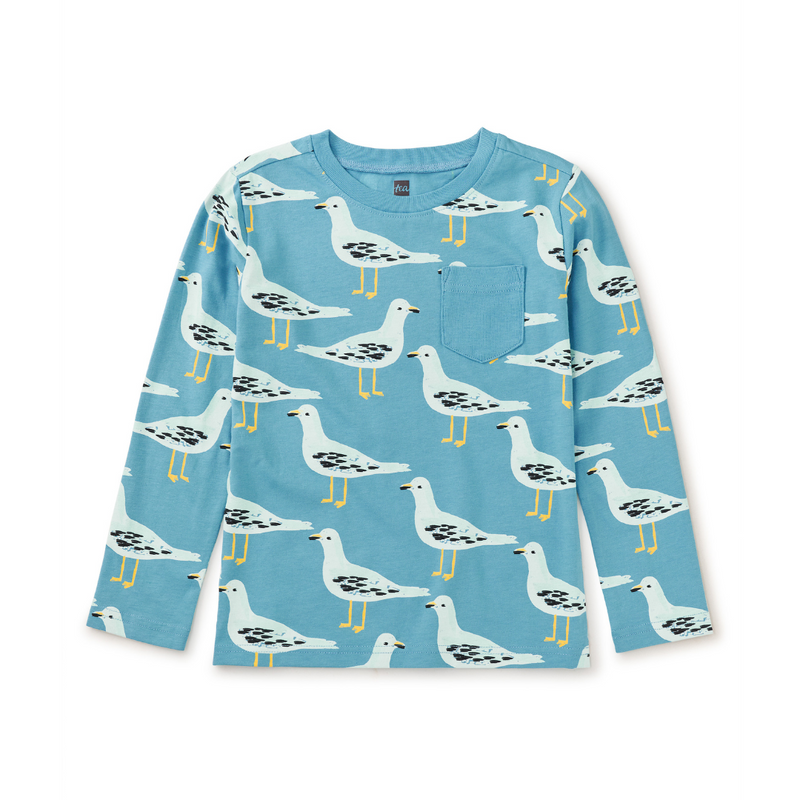 Long Sleeve Printed Pocket Tee - School of Anchovies by Tea Collection