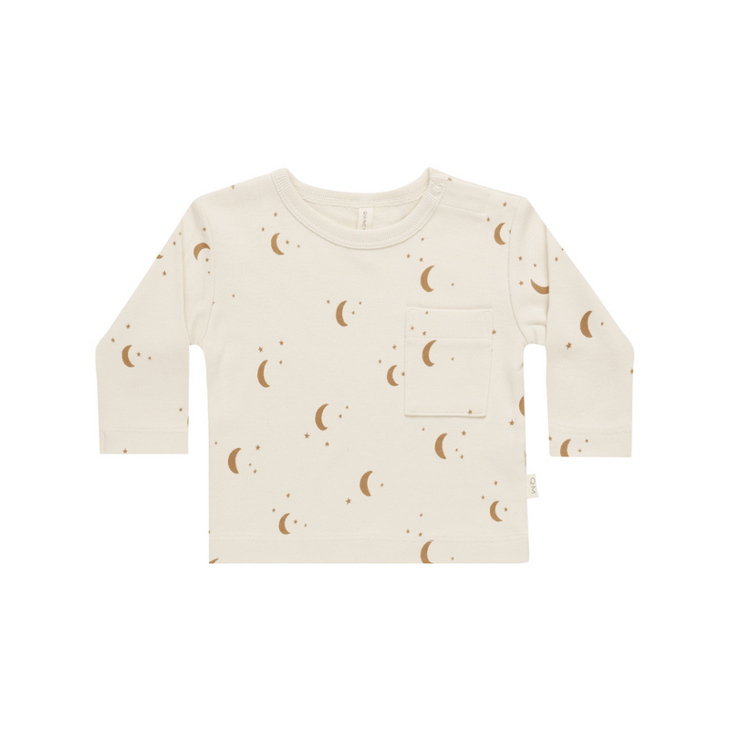 Long Sleeve Pocket Tee  - Moon - Natural by Quincy Mae