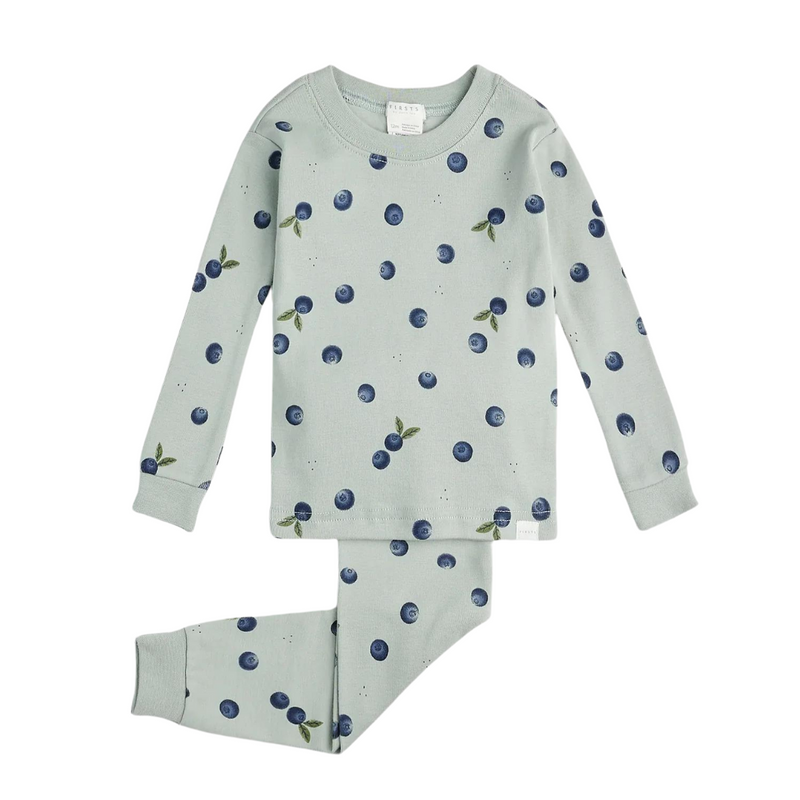 Pajama Set - Blueberry Print on Blue Mist by Petit Lem - FINAL SALE