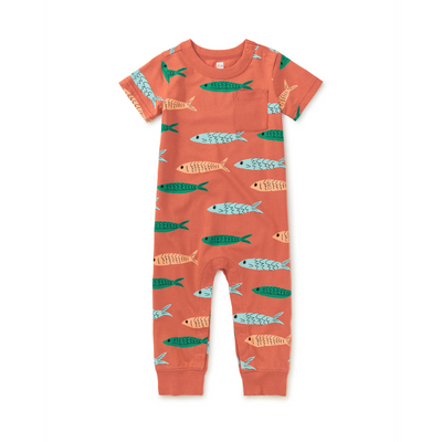 Pocket Baby Romper - School of Anchovies by Tea Collection