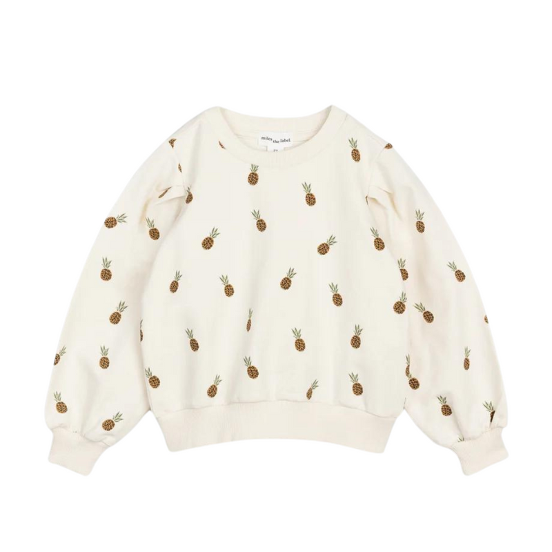 Terry Sweatshirt - Wild Pineapples Print on Crème by miles the label. - FINAL SALE