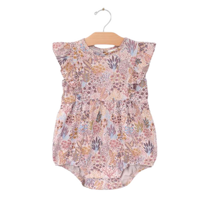 Spring Garden Flutter Sleeve Short Romper - Lilac by City Mouse - FINAL SALE