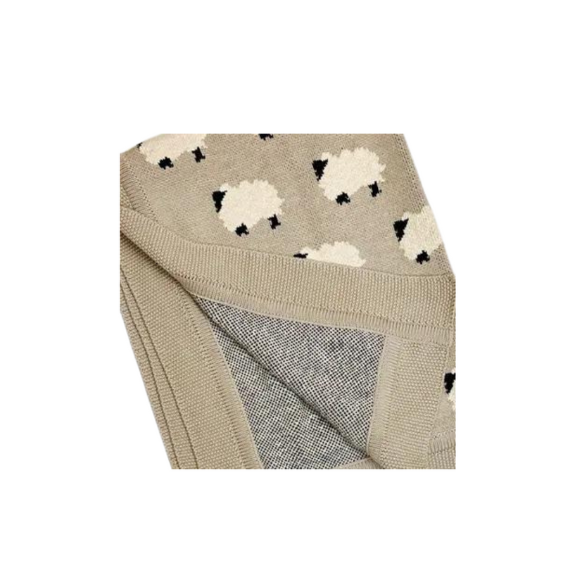 Organic Cotton Jacquard Knit Baby Blanket - Furry Sheep by Viverano Organics