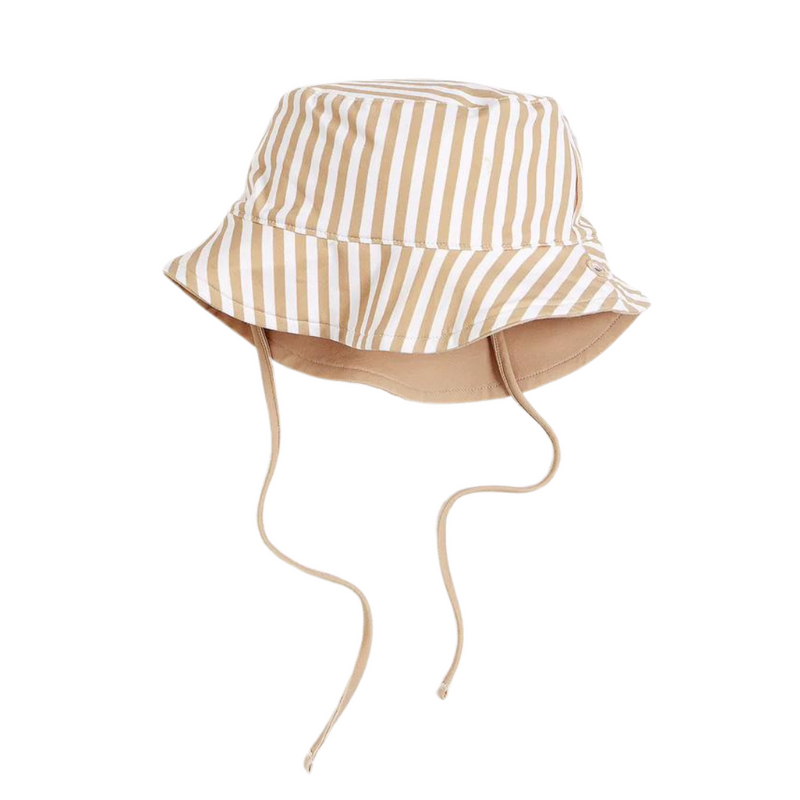 Reversible Sun Hat - Taupe Stripe by Petit Lem - FINAL SALE