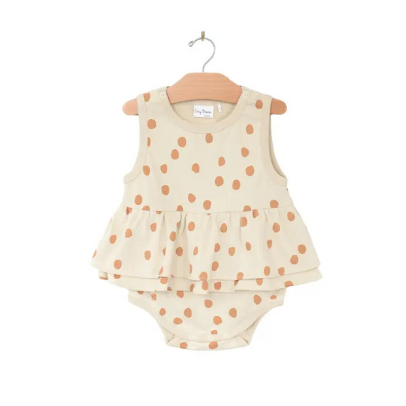 Dots Skirted Tank Bodysuit - Saffron by City Mouse - FINAL SALE