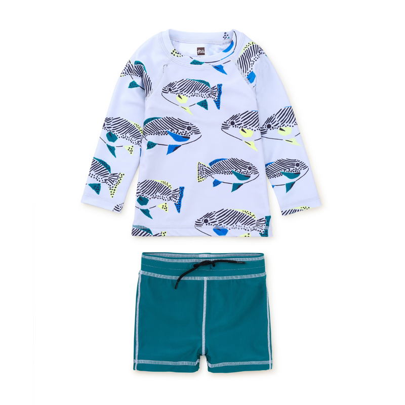 Rash Guard Baby Swim Set - Coastal Fish by Tea Collection FINAL SALE