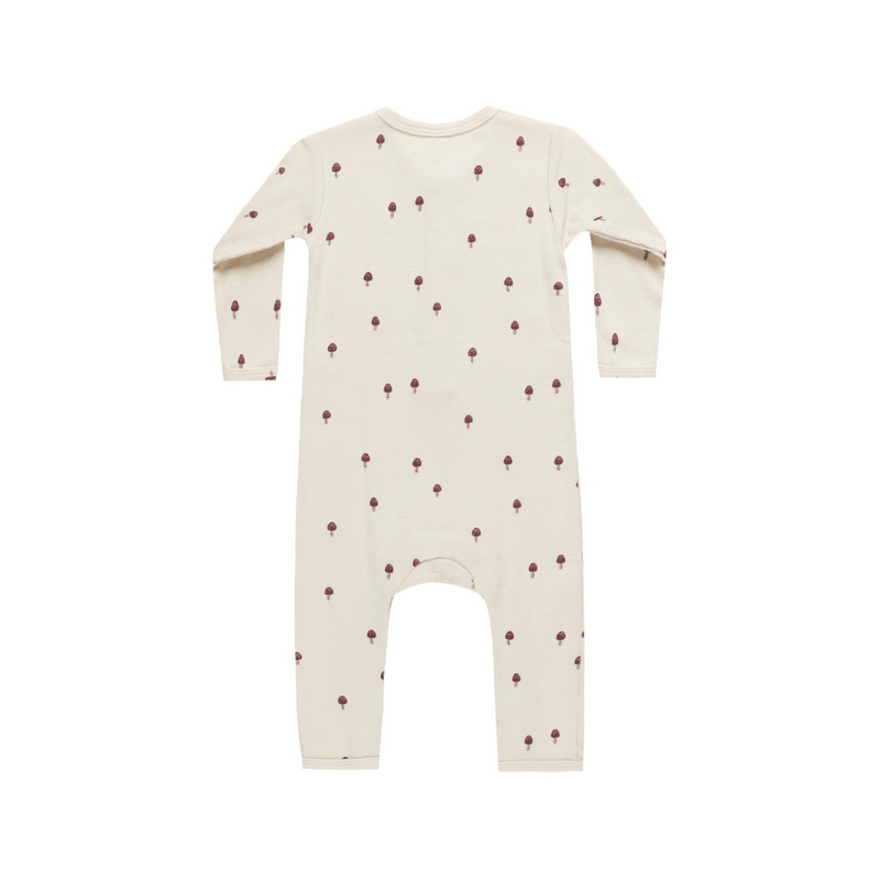 Ribbed Baby Jumpsuit - Mushrooms - Natural by Quincy Mae