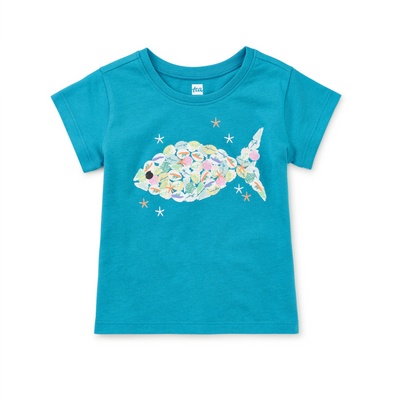 Shell Fish Graphic Tee - Nordic Blue by Tea Collection FINAL SALE